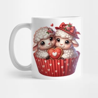 Valentine Sheep Couple In A Cupcake Mug